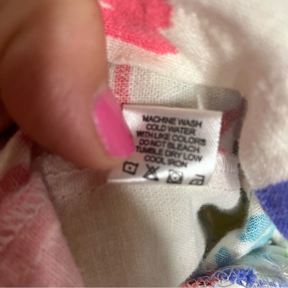 Erin London linen blend full zip jacket 3/4 sleeves multicolored floral size L - Picture 7 of 9